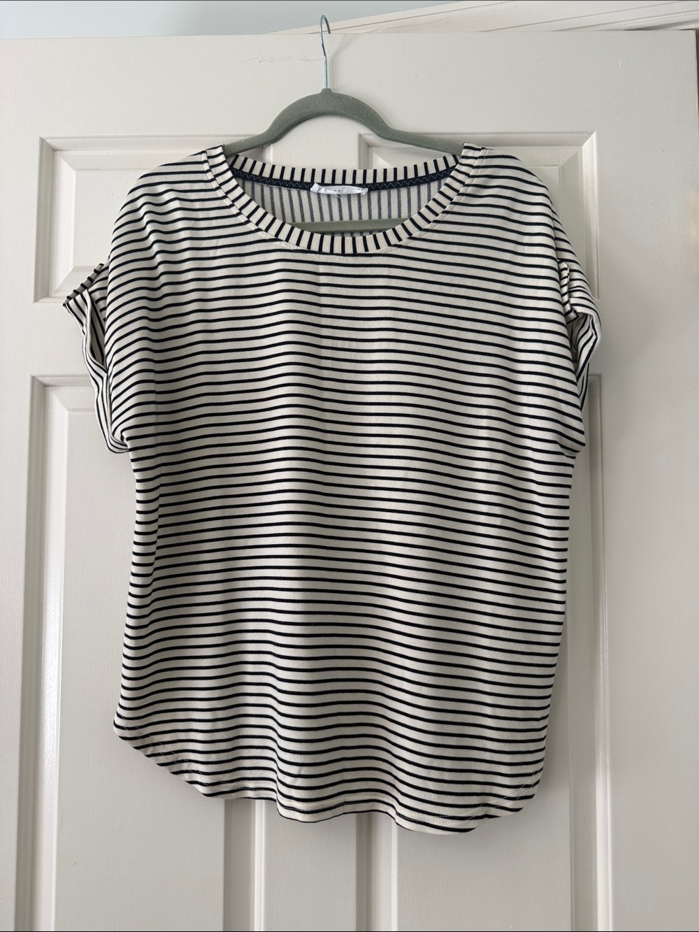 Jane and Delancey Black and White Striped Short-Sleeve Tee